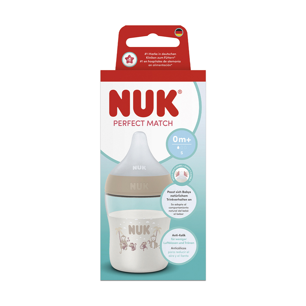 Пляшка для годування NUK Perfect Match Мавпа, від народження, 150 мл (3954201)